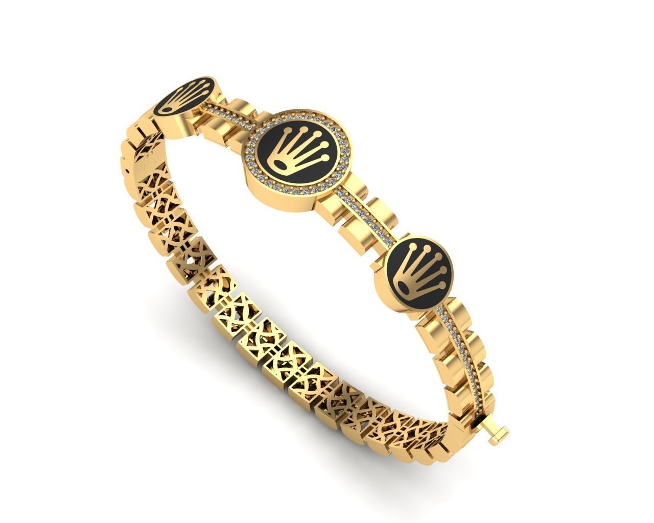 Direct casting gold bracelet  3D model_1