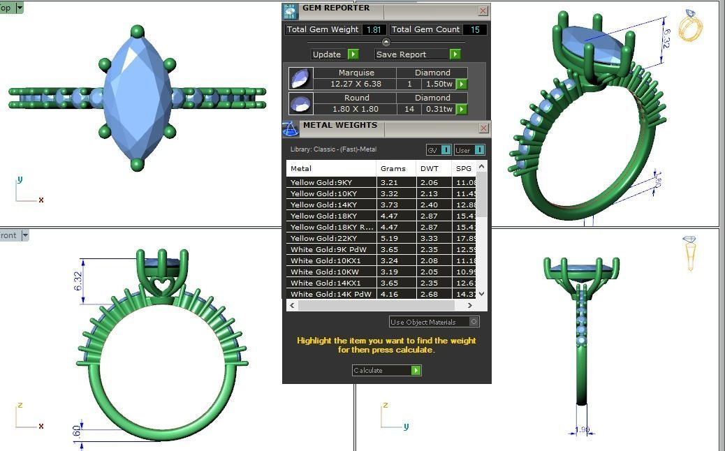 Engagement ring Alice marquise 3D print model_3