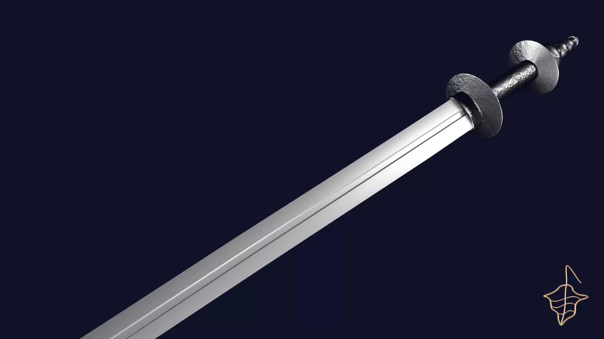 Caroling sword with Khora handle Low-poly 3D model_0