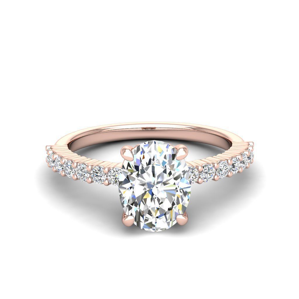 Engagement ring Alice oval 3D print model_2