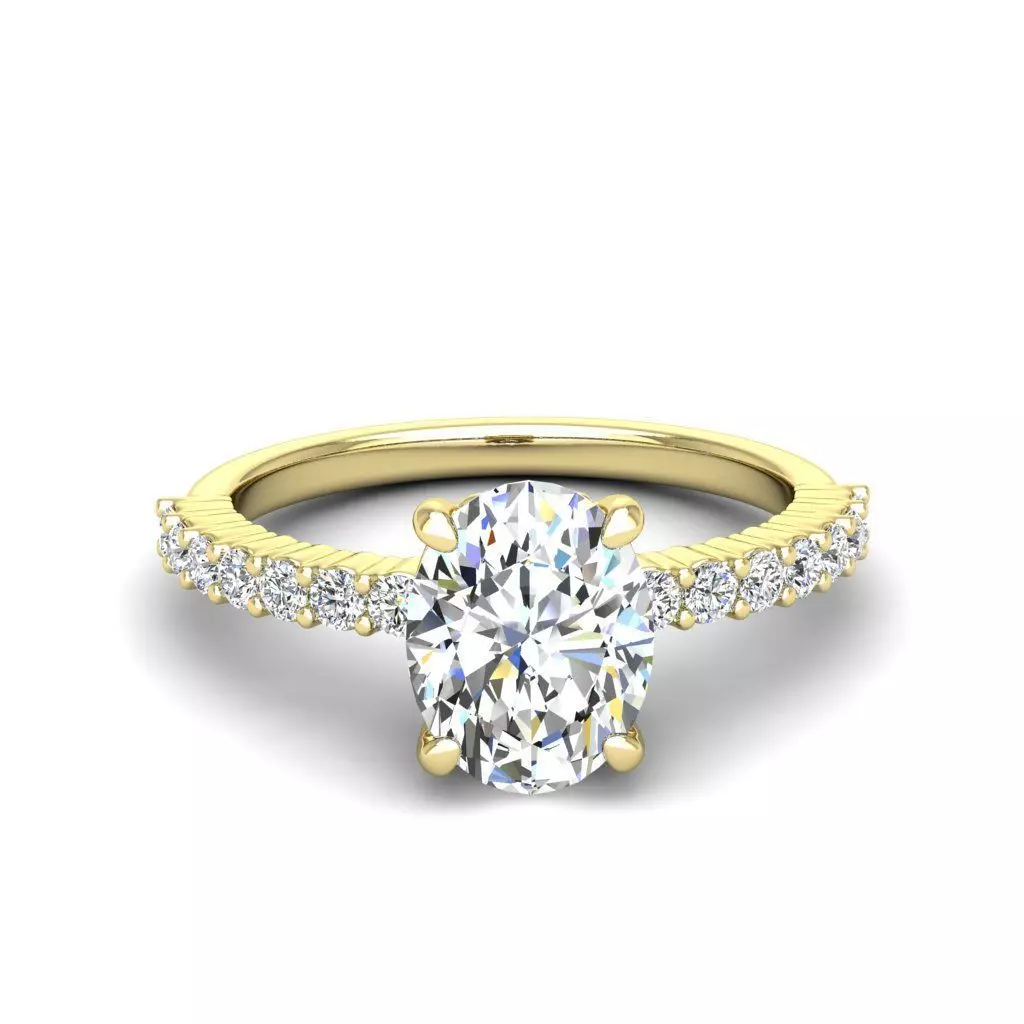 Engagement ring Alice oval 3D print model_0