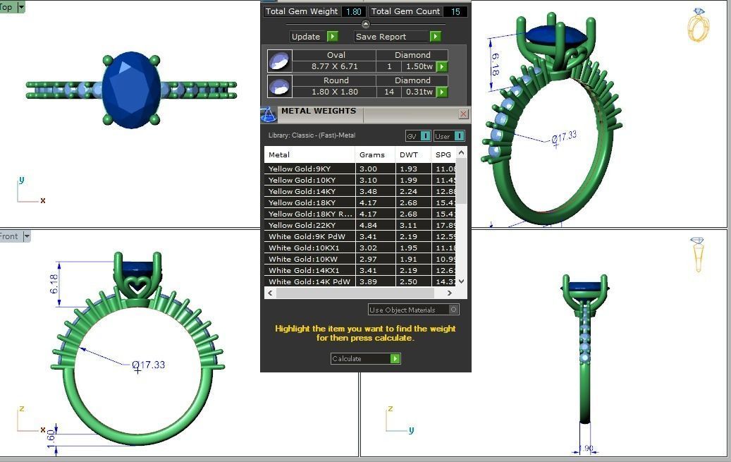 Engagement ring Alice oval 3D print model_7