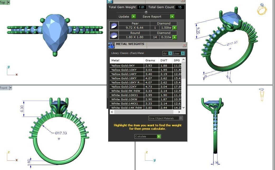 Engagement ring Alice pear 3D print model_15
