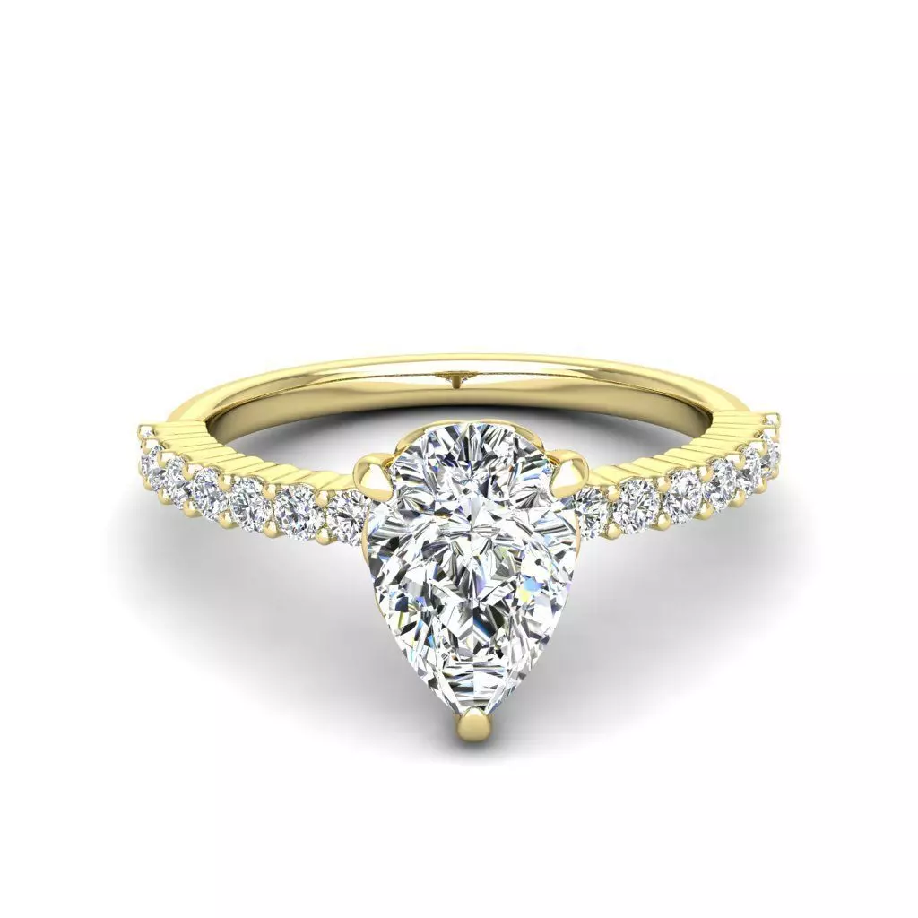 Engagement ring Alice pear 3D print model_0