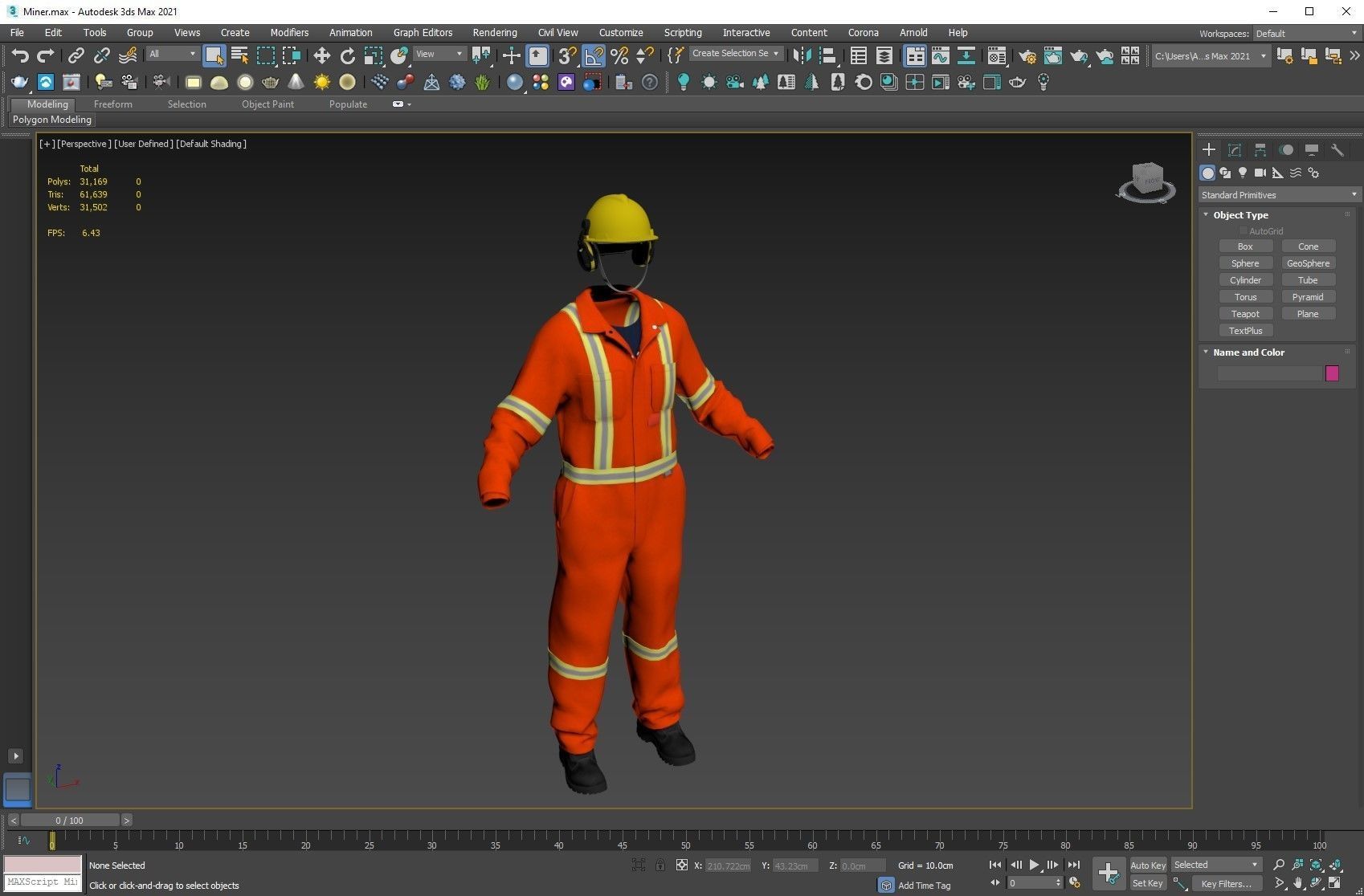 Female Miner Outfit Low-poly 3D model_5