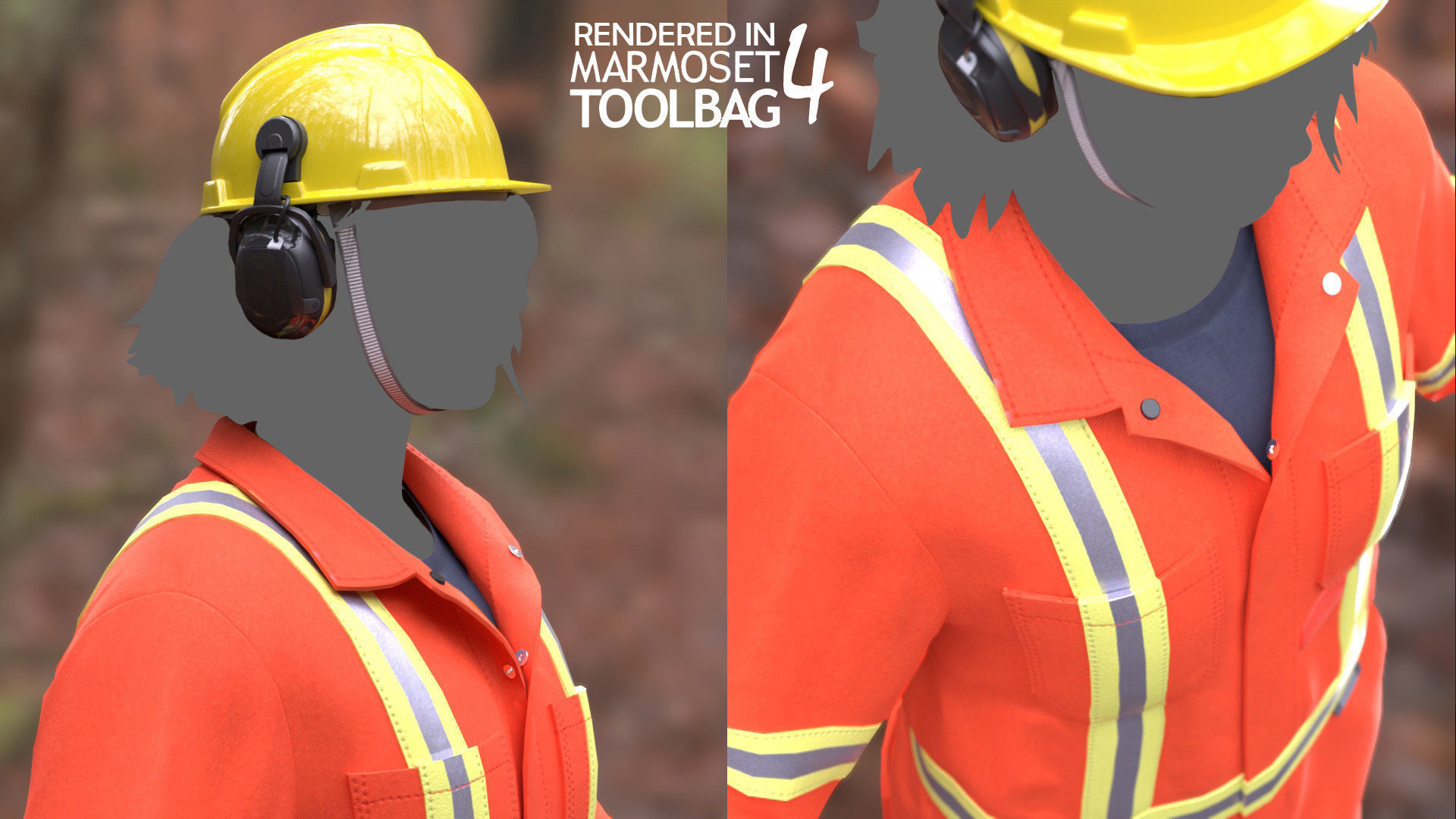 Female Miner Outfit Low-poly 3D model_8