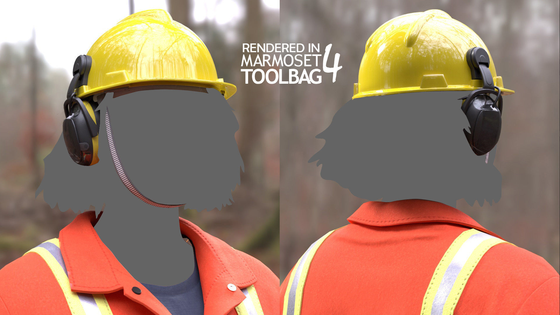 Female Miner Outfit Low-poly 3D model_12