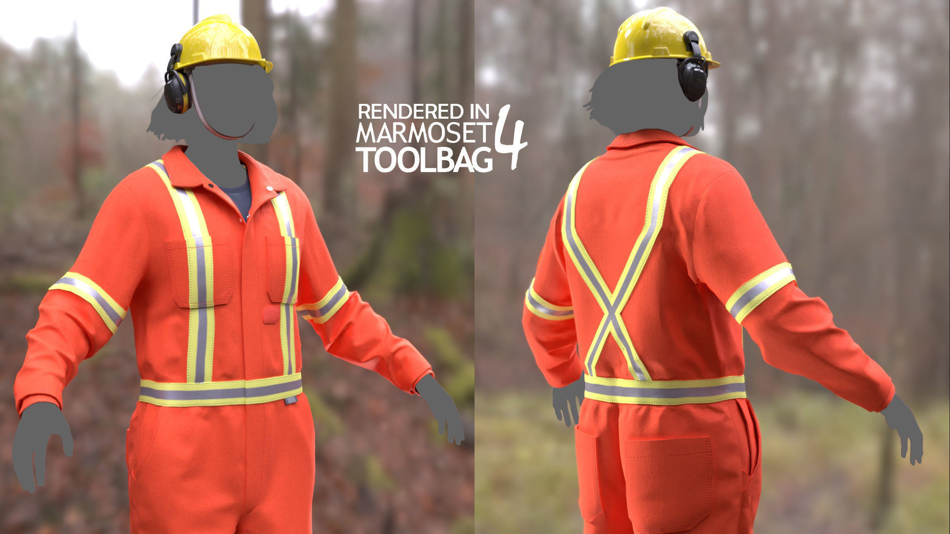 Female Miner Outfit Low-poly 3D model_3