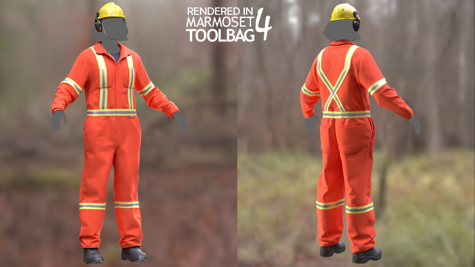 Female Miner Outfit Low-poly 3D model_2