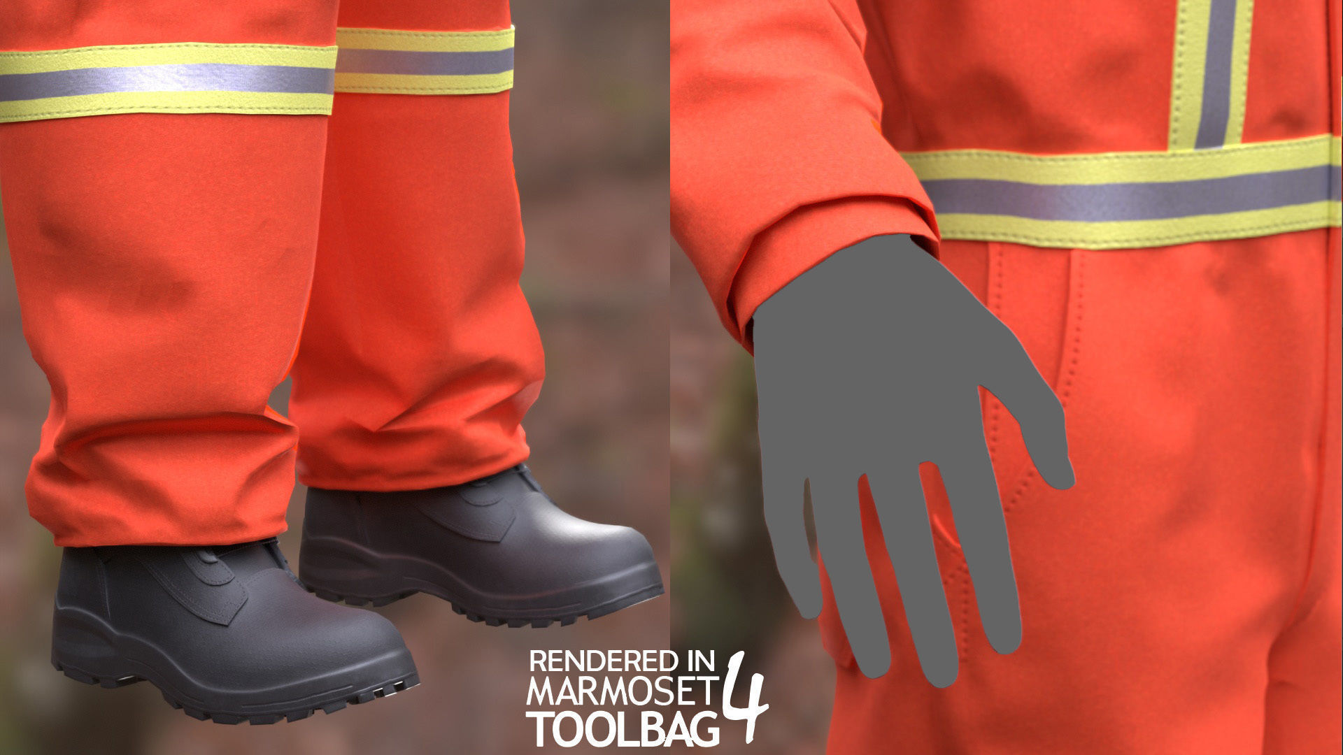 Female Miner Outfit Low-poly 3D model_9