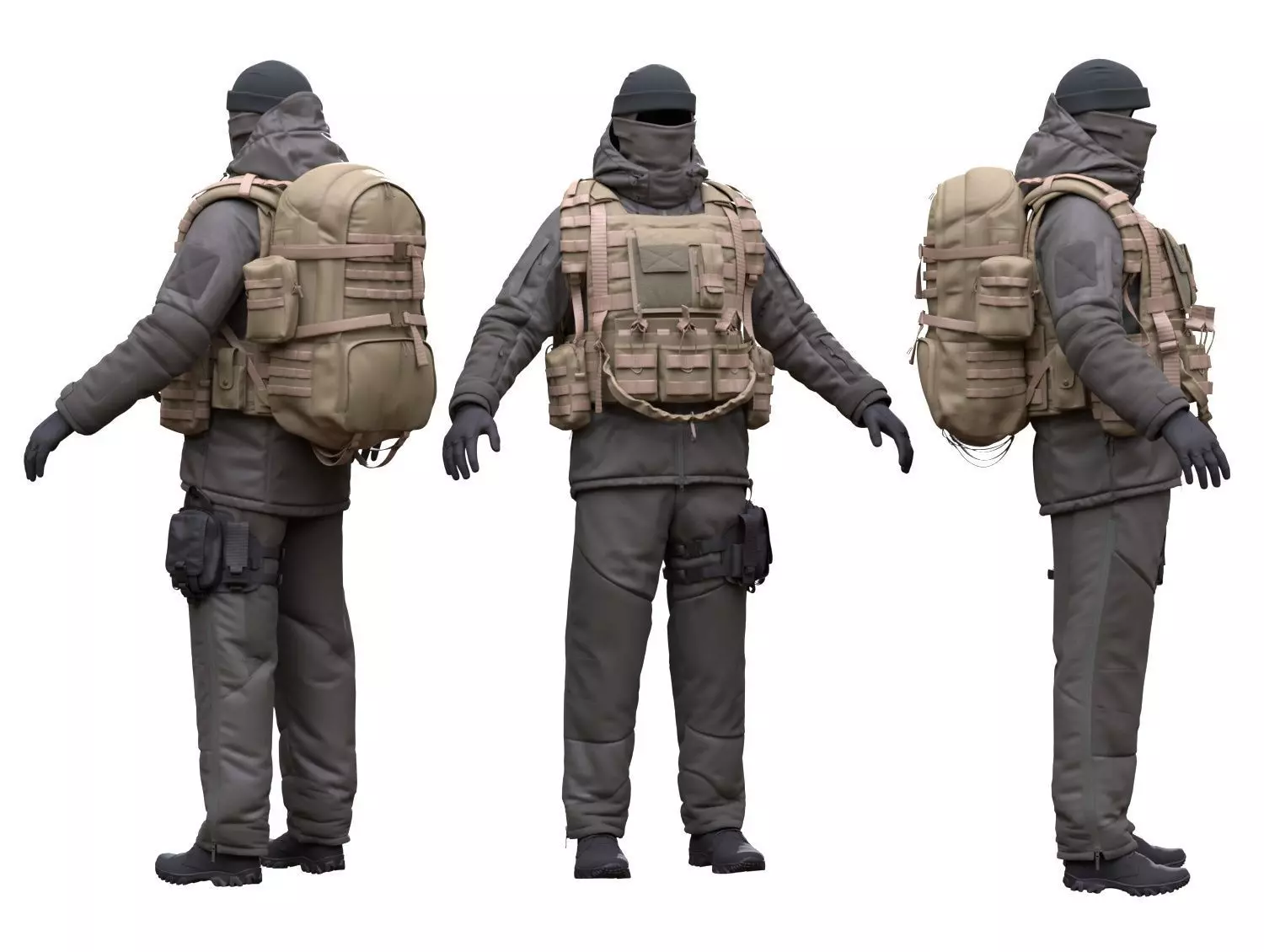 Military Winter Outfit Low-poly 3D model