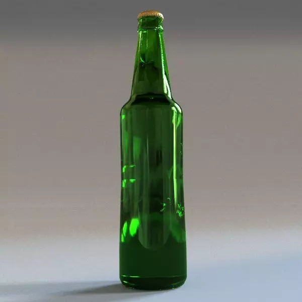 Empty beer bottle with cap 3D model_0