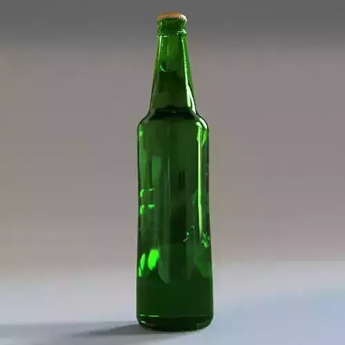  Empty beer bottle with cap 3D model