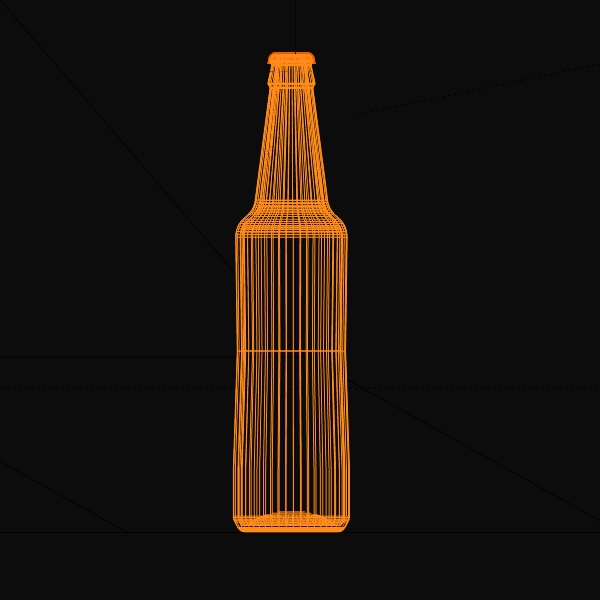 Empty beer bottle with cap 3D model_5