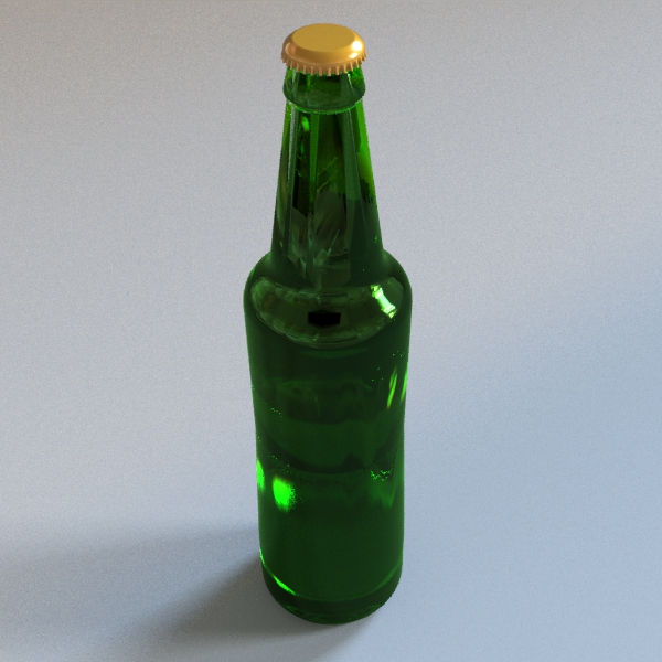 Empty beer bottle with cap 3D model_1