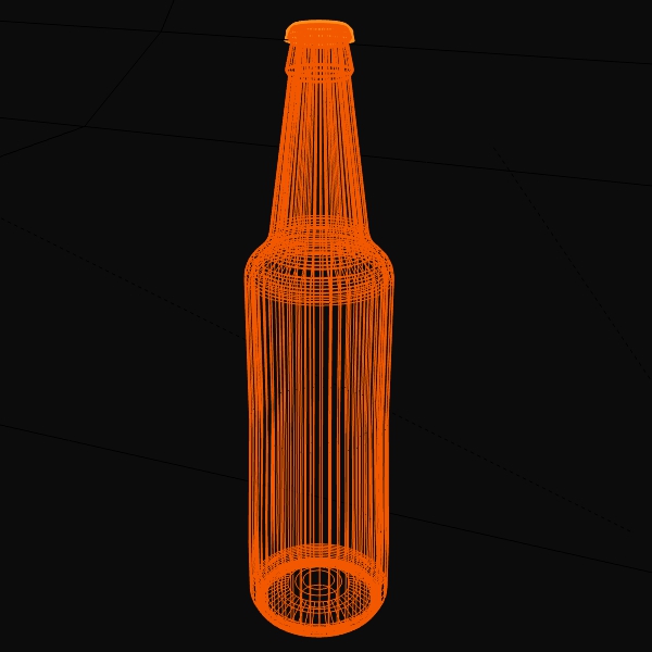 Empty beer bottle with cap 3D model_4