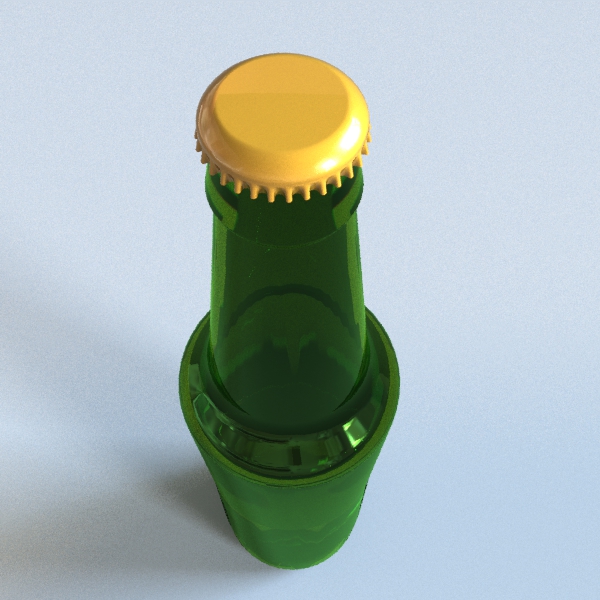 Empty beer bottle with cap 3D model_2