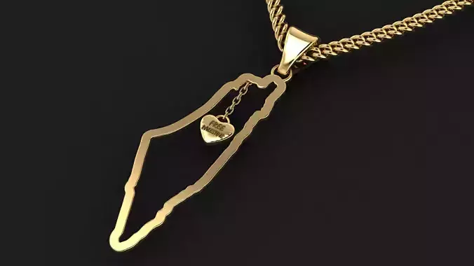 Palestine Map Pendant with one inch size