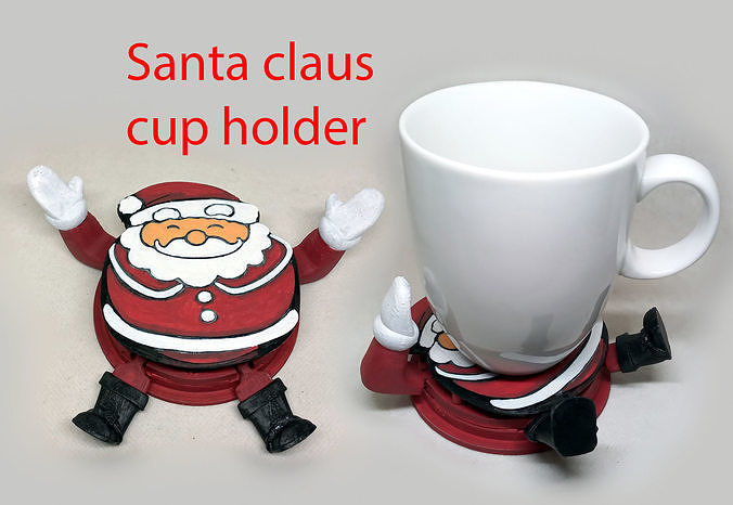 santa claus articulated cup holder No Supports needed 3D print model