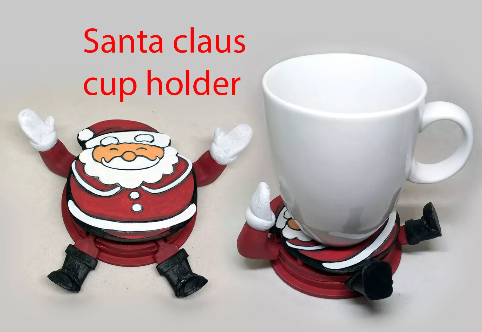 santa claus articulated cup holder No Supports needed 3D print model_0