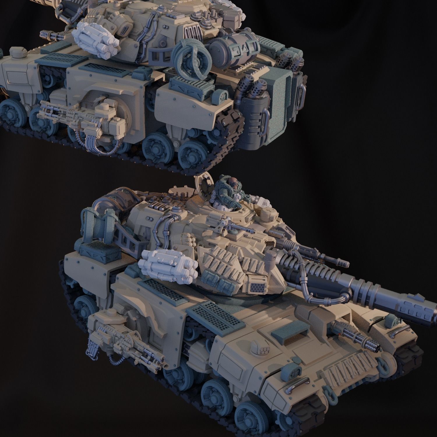 Pre- Supported Dominion Smoke Jaguar Frontline Battle Tank 3D print model_9