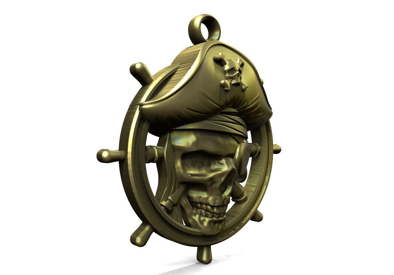 Pirate skull pendant 3D print model_2
