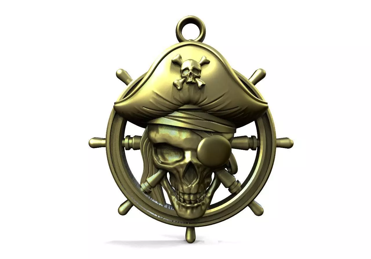 Pirate skull pendant 3D print model_0