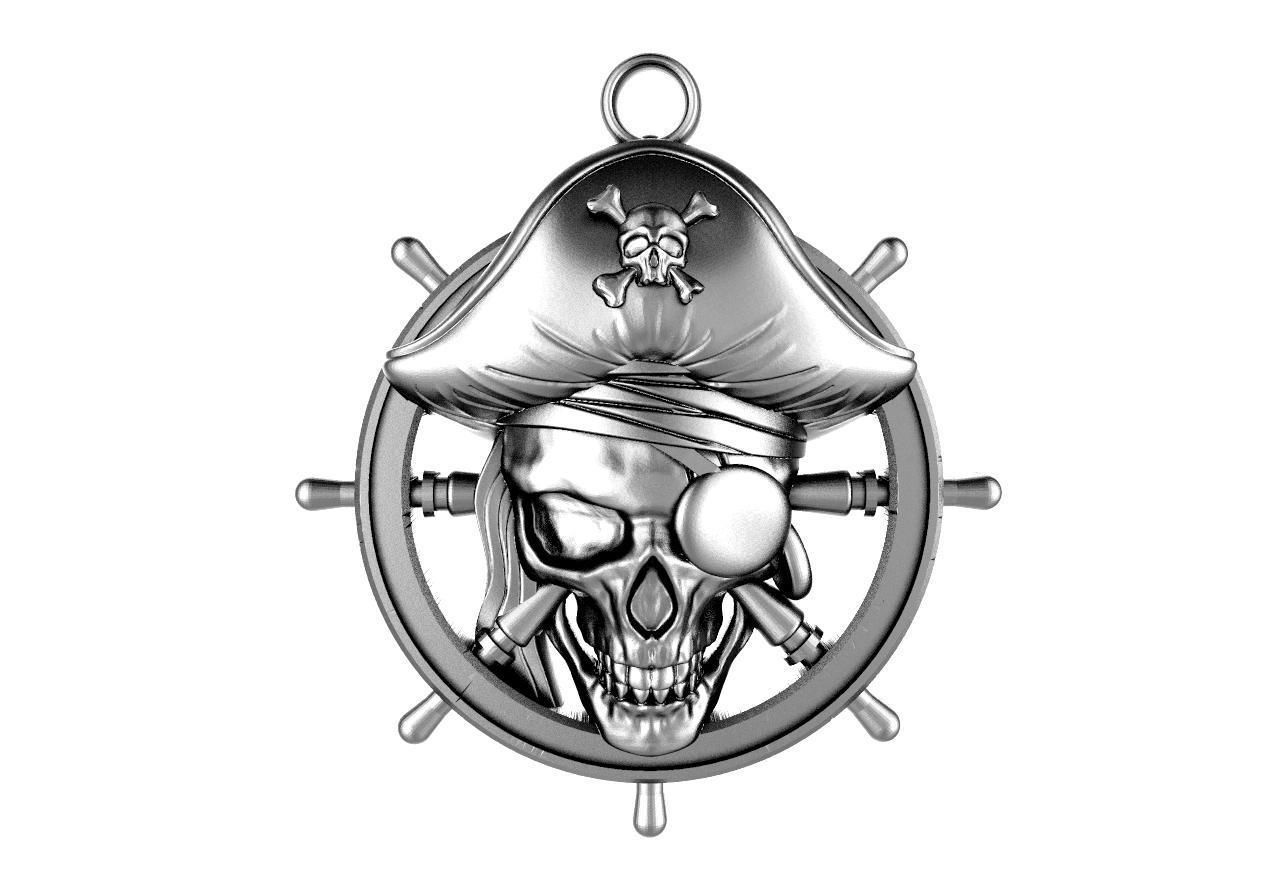 Pirate skull pendant 3D print model_5
