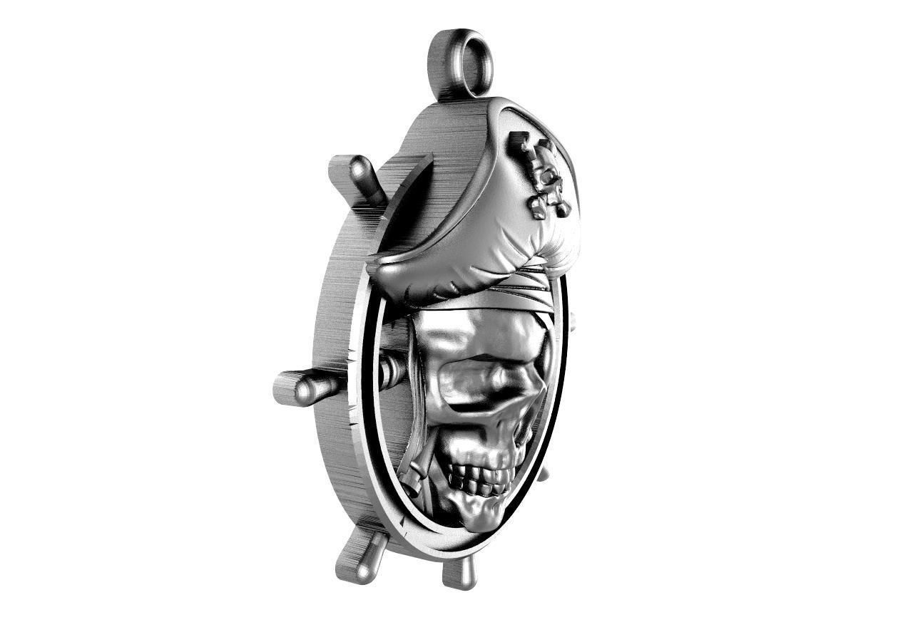 Pirate skull pendant 3D print model_7