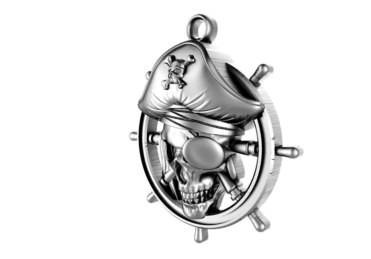 Pirate skull pendant 3D print model_6