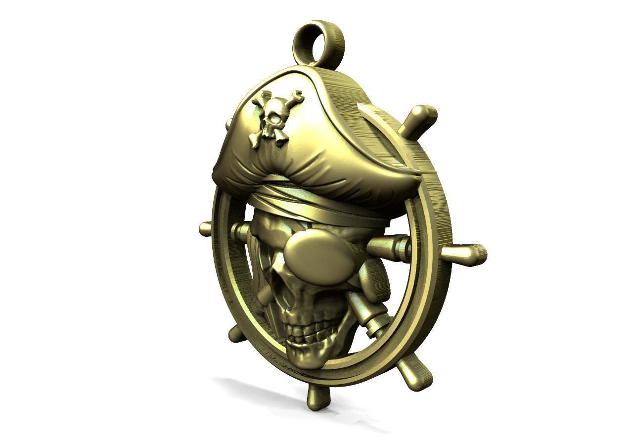 Pirate skull pendant 3D print model_1