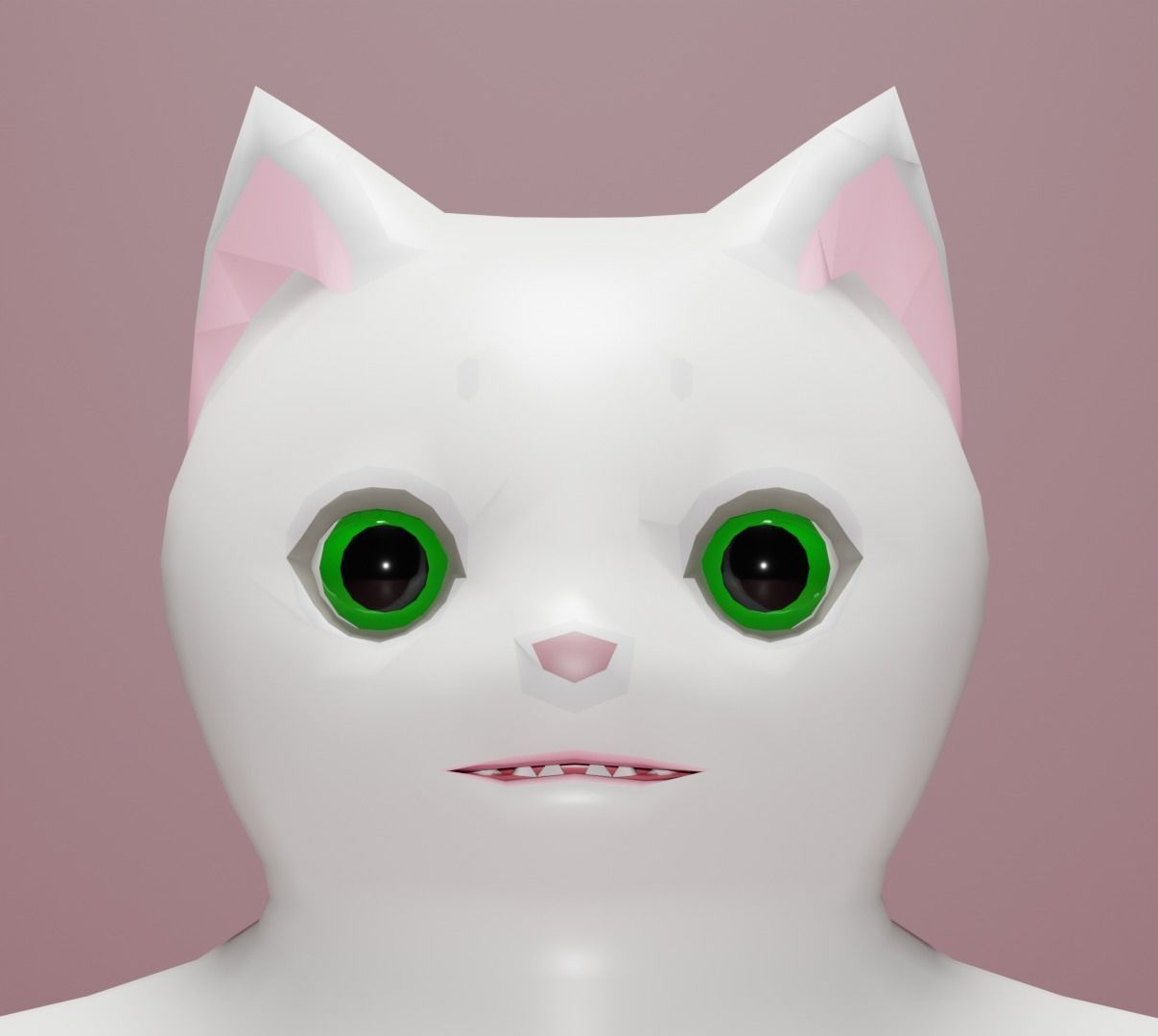 Cartoon Whitie Cat Low-poly 3D model_2