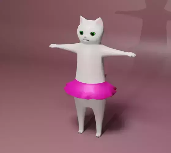 Cartoon Whitie Cat Low-poly