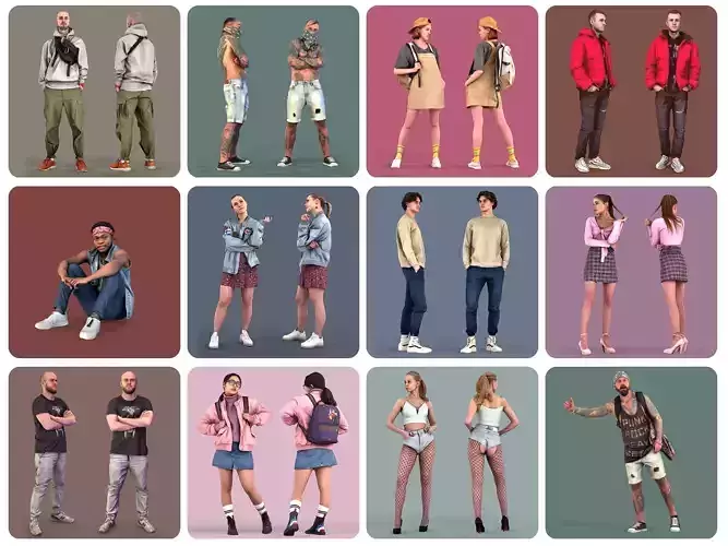 Photorealistic Casual Characters Black Friday Pack 3D Model Collection