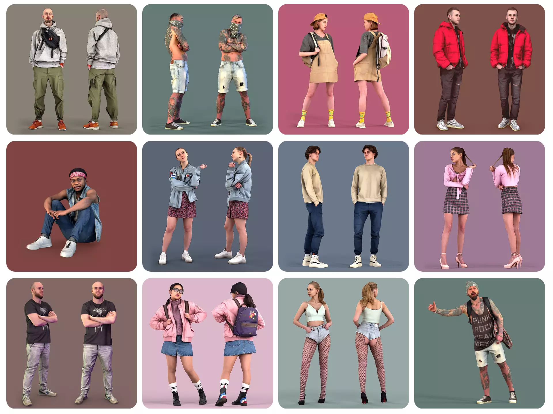 Photorealistic Casual Characters Black Friday Pack 3D Model Collection_0