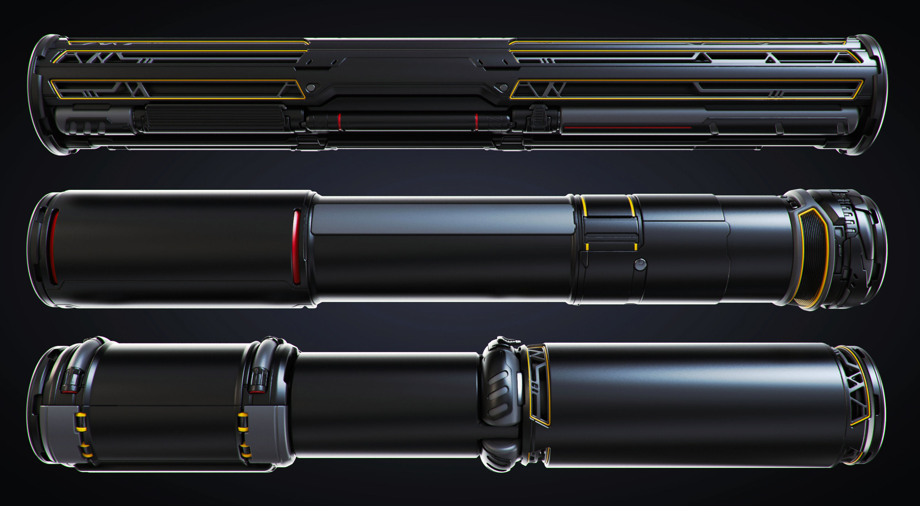 Sci-fi Pipes set 3D model_8