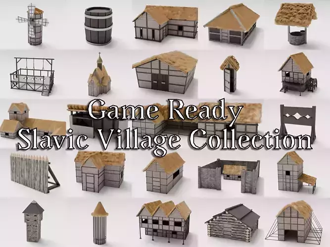 Game Ready Slavic Village Collection Low-poly 3D model