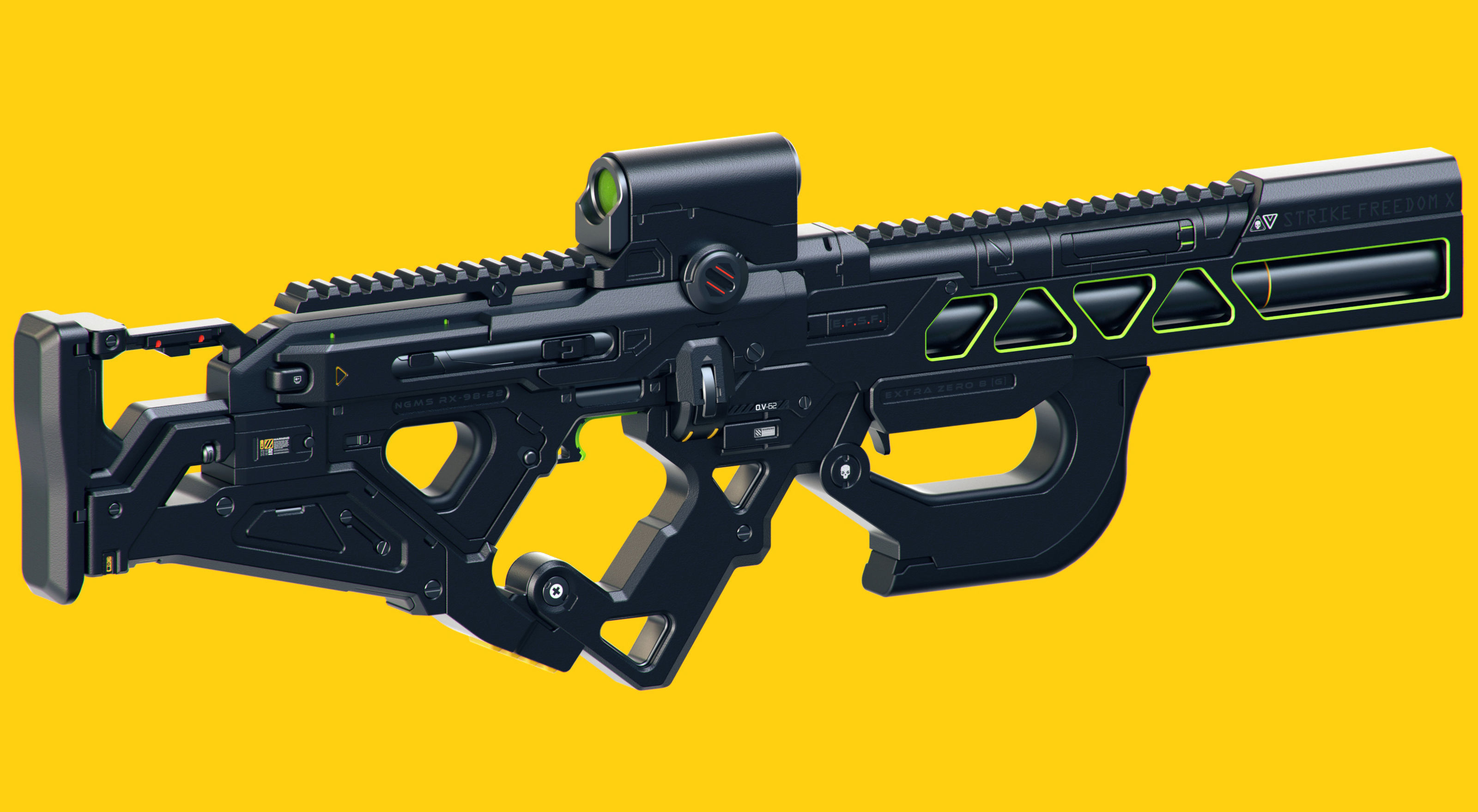 Sci-Fi Rifles Set Kitbash and Biomutant 3D model_2