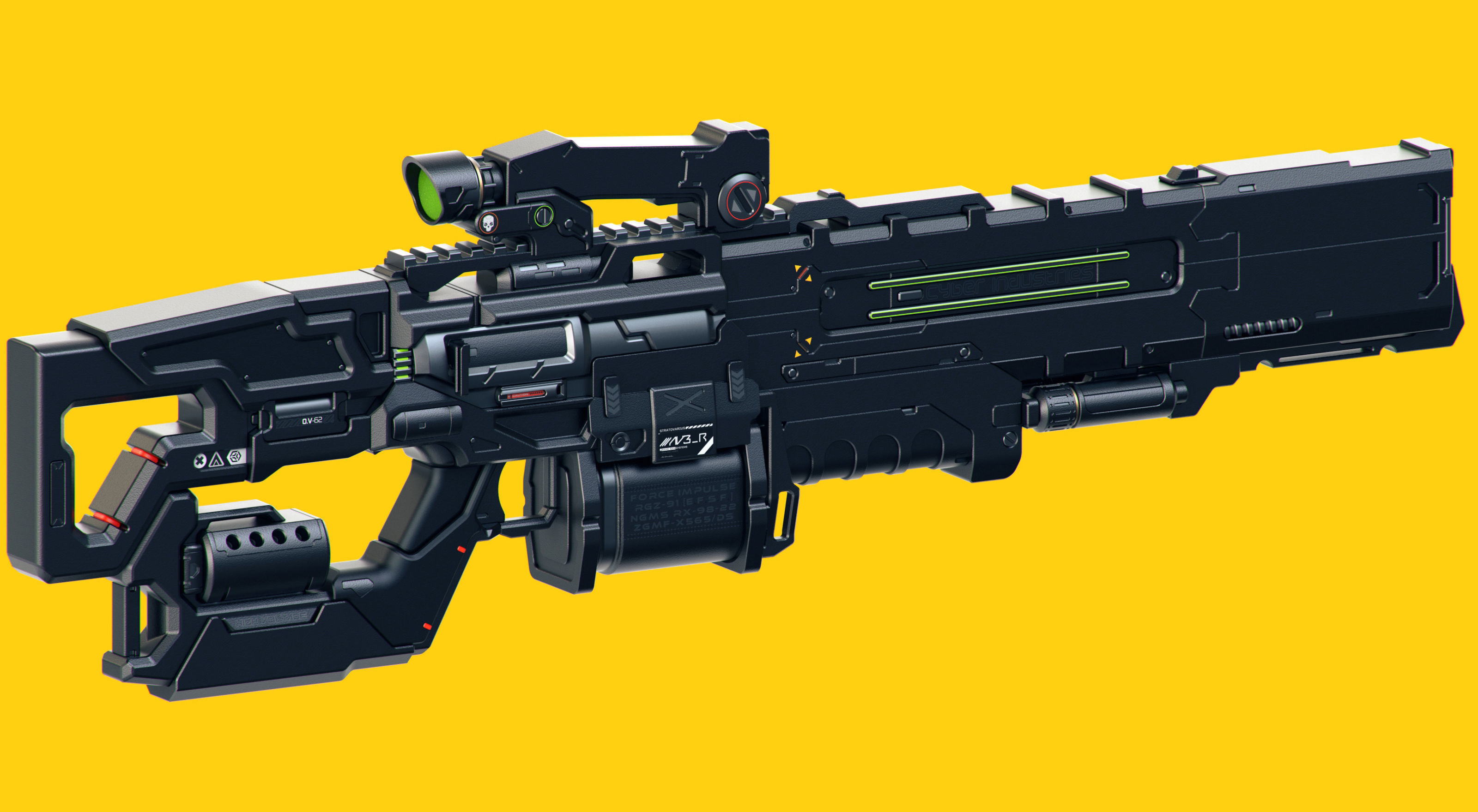 Sci-Fi Rifles Set Kitbash and Biomutant 3D model_3