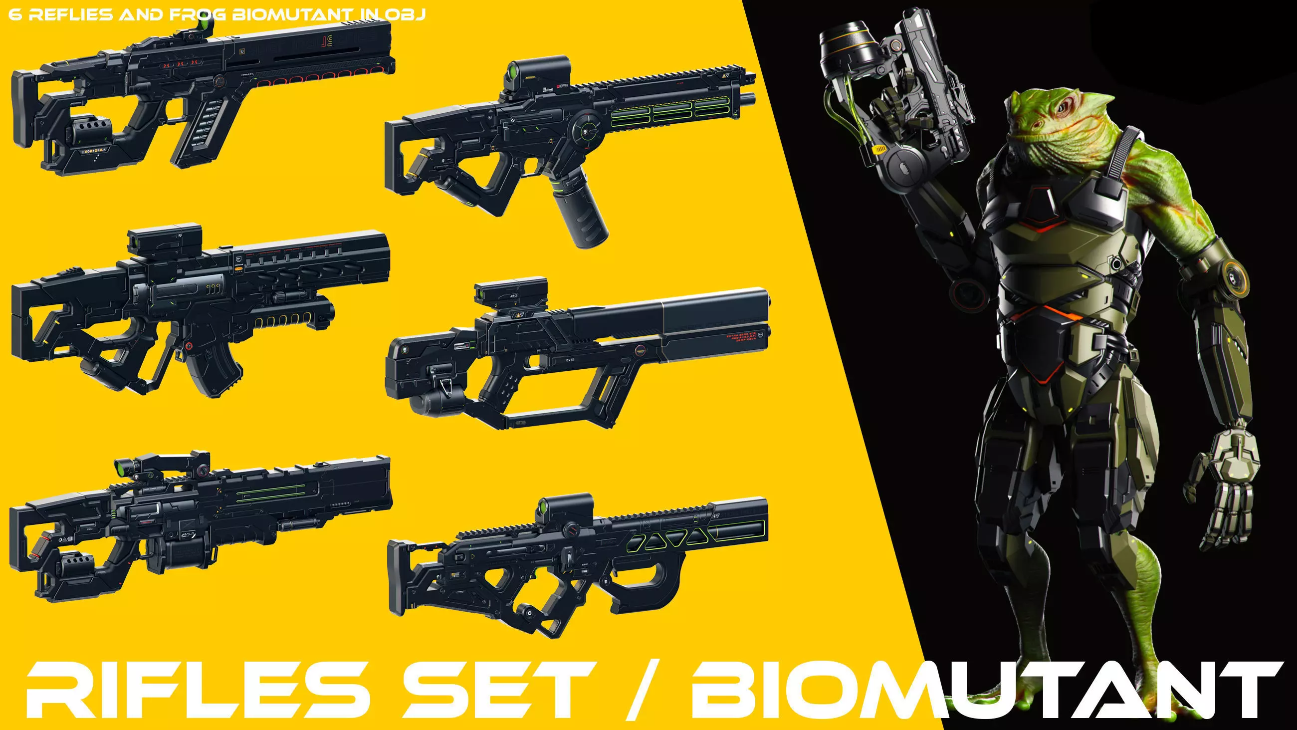 Sci-Fi Rifles Set Kitbash and Biomutant 3D model_0