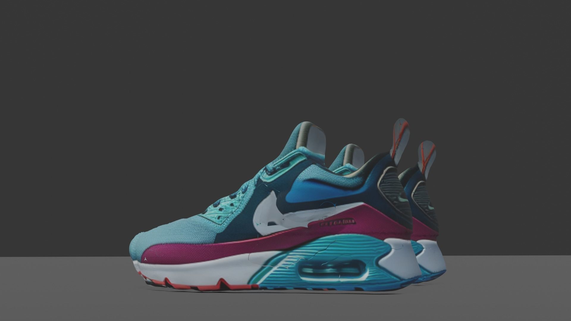 Nike Turquoise Running Shoe Free low-poly 3D model_3