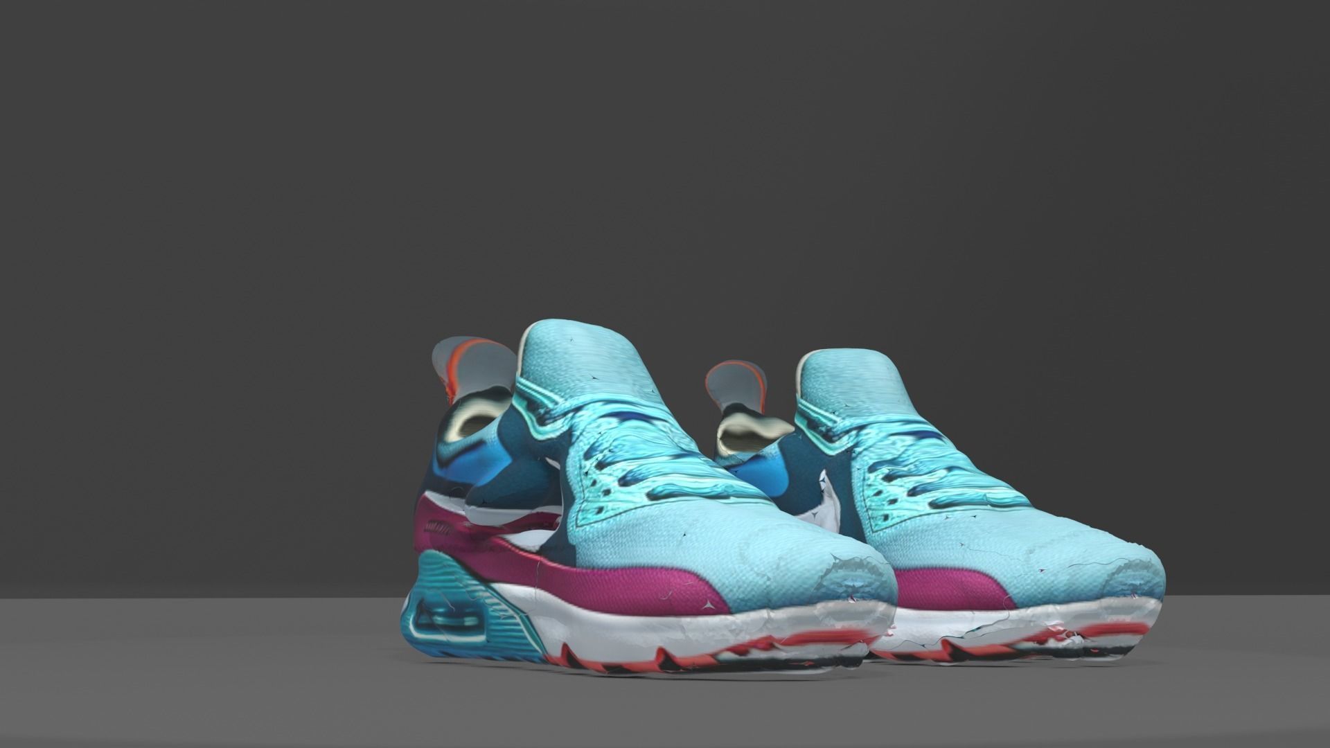 Nike Turquoise Running Shoe Free low-poly 3D model_2