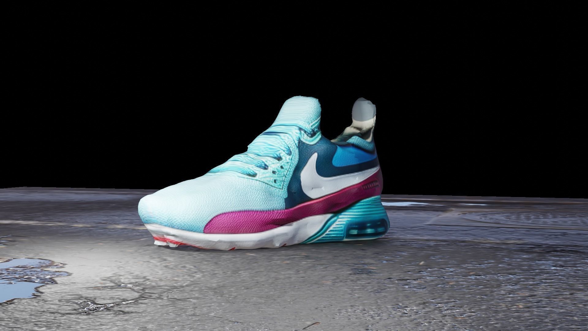 Nike Turquoise Running Shoe Free low-poly 3D model_1