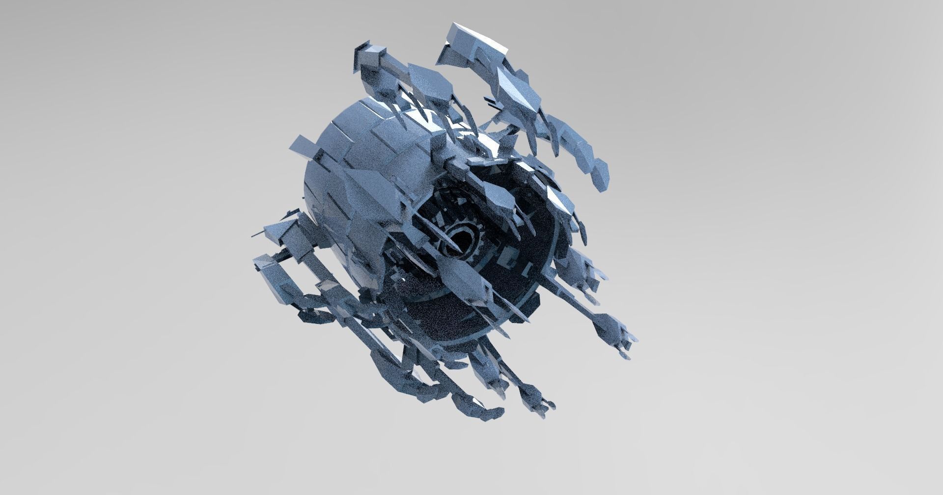 Alien mothership harvester collection  Low-poly 3D model_1