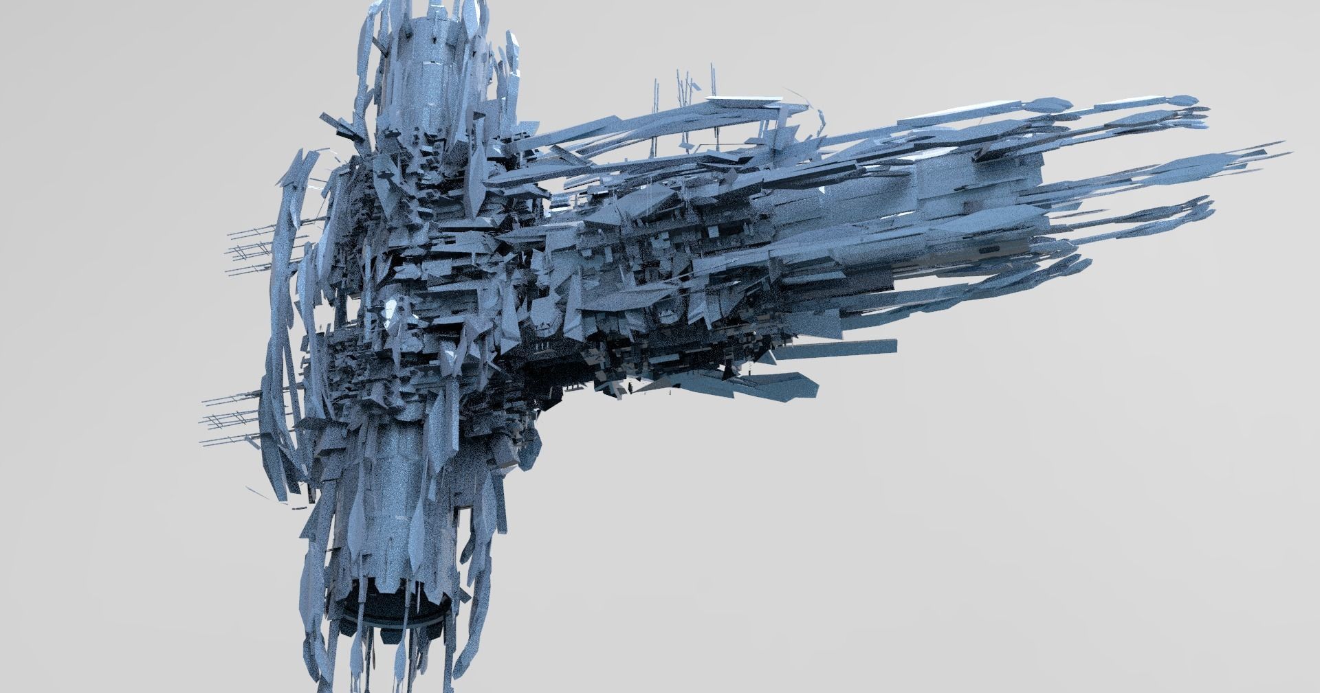 Alien mothership harvester collection  Low-poly 3D model_4