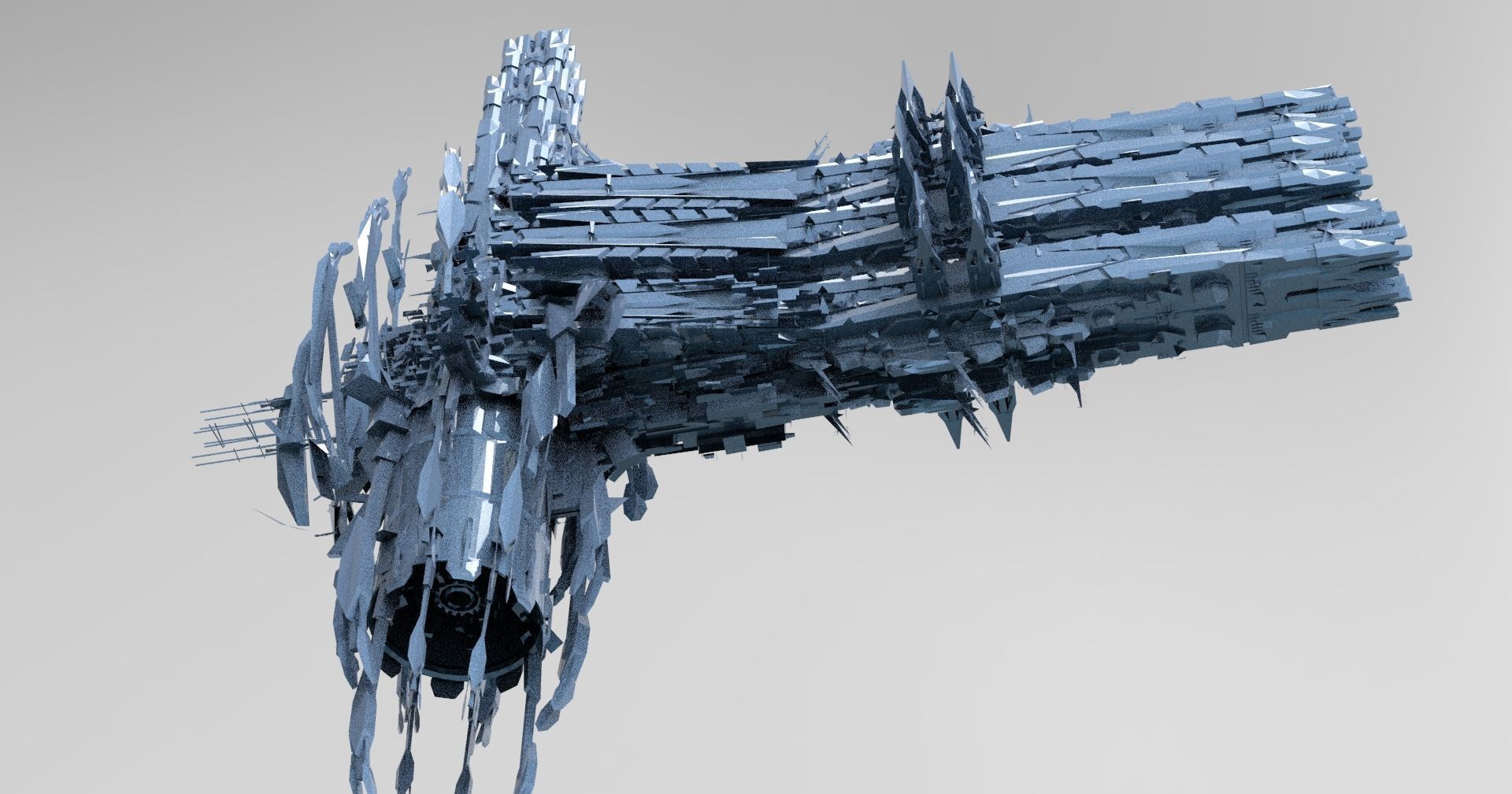 Alien mothership harvester collection  Low-poly 3D model_7