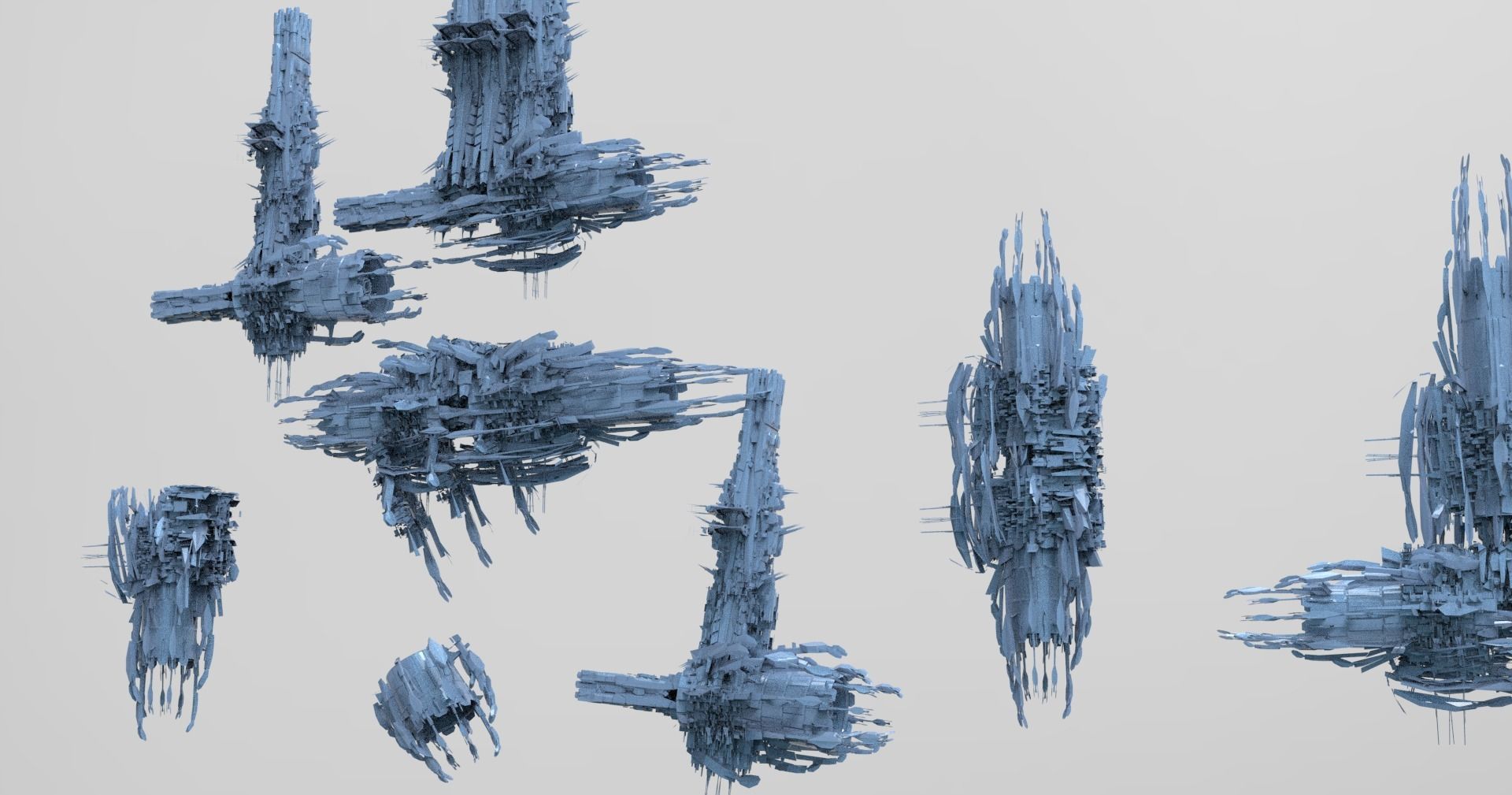 Alien mothership harvester collection  Low-poly 3D model_6
