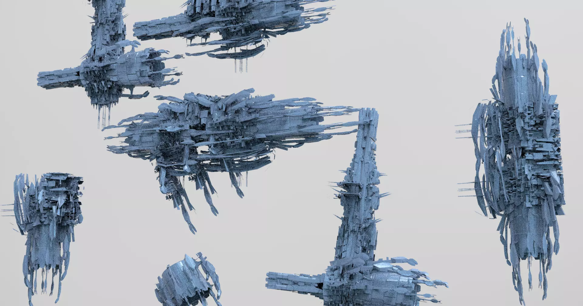 Alien mothership harvester collection  Low-poly 3D model_0