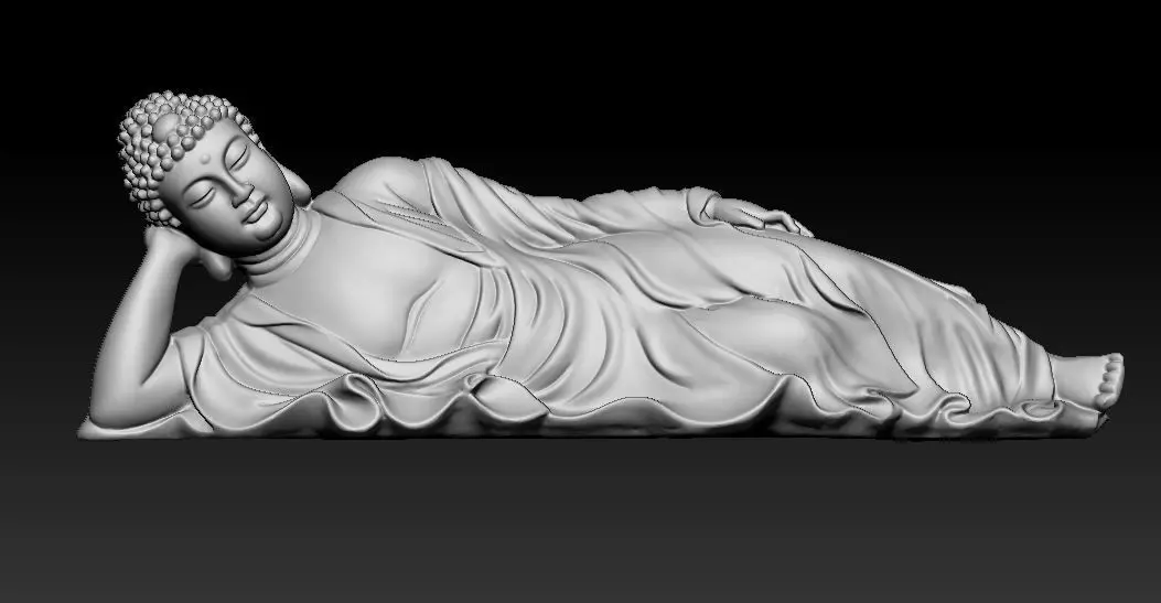 Asian Sleeping Buddha Statue 3D print model 3D print model_0