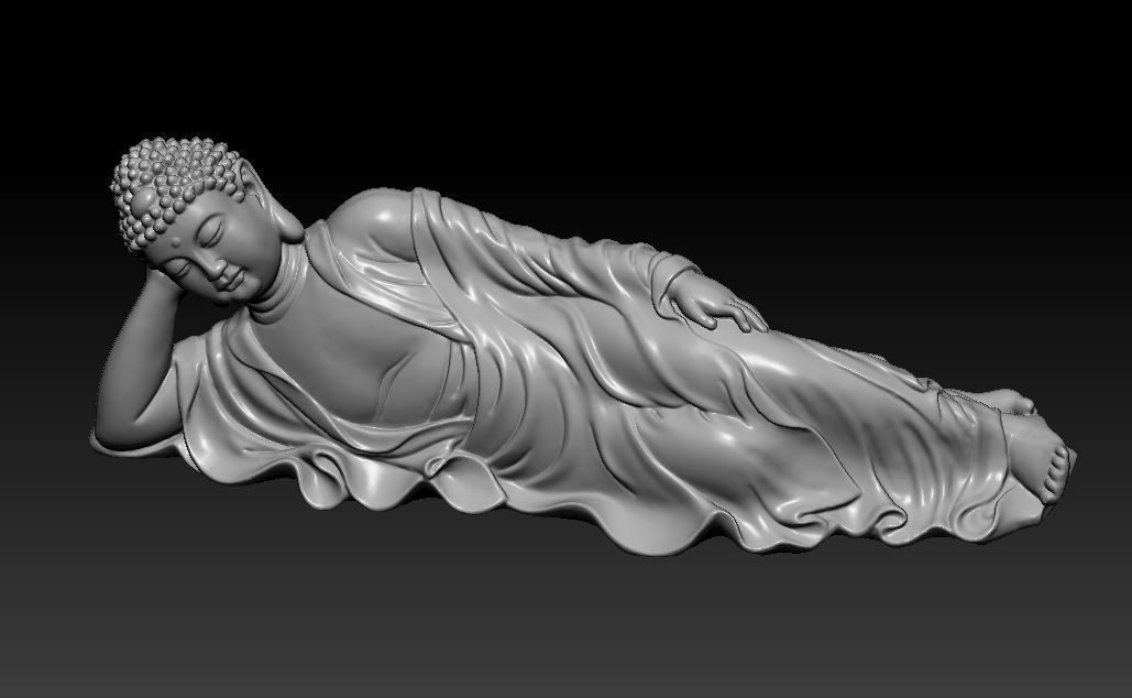 Asian Sleeping Buddha Statue 3D print model 3D print model_2